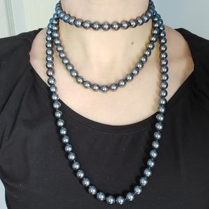 Genuine Majorica 120cm Black pearl necklace